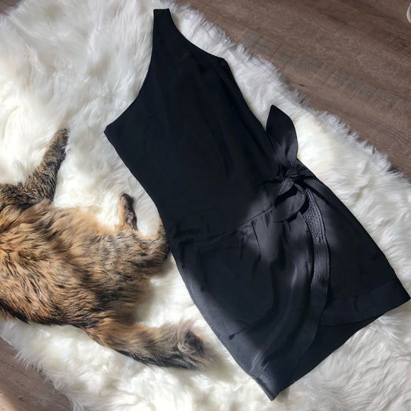 {reiss} silk one-shoulder drape bubble dress - Picture 3 of 8